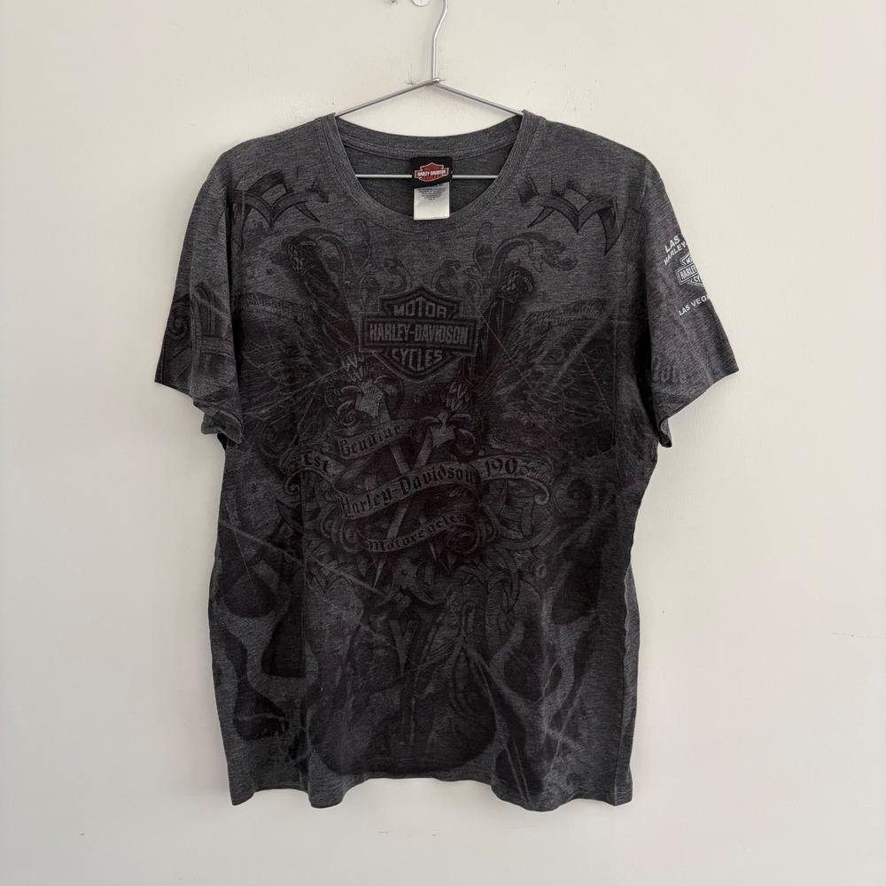 Harley Davidson Las Vegas Graphic T-Shirt Gray XL